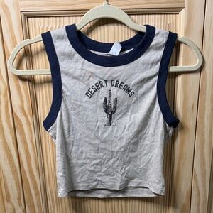 Desert Dreams Sleeveless Crop Top - Cream and Navy